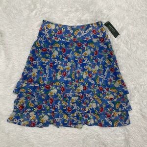 Lauren Ralph Lauren Women’s Floral Midi Skirt Size 6 Blue Cottage Feminine New